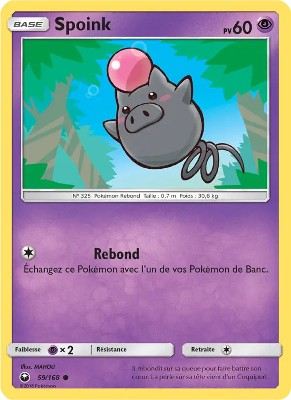 Scan HD carte Pokémon Spoink 59/168 — Tempête Céleste