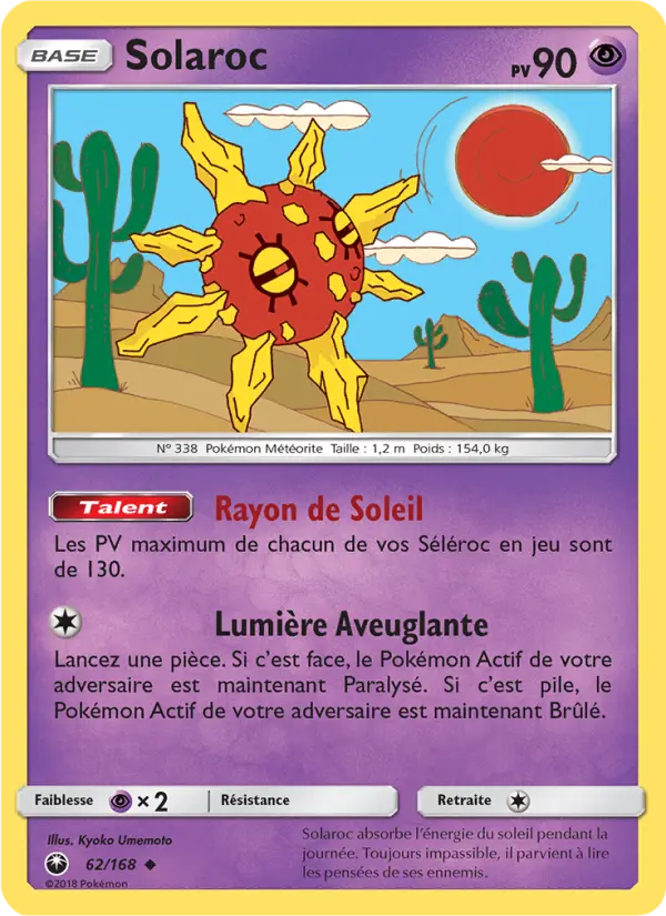 Scan HD carte Pokémon Solaroc 62/168 — Tempête Céleste