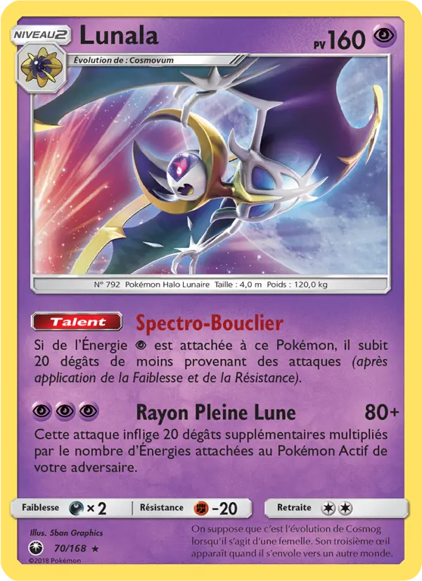 Scan HD carte Pokémon Lunala 70/168 — Tempête Céleste