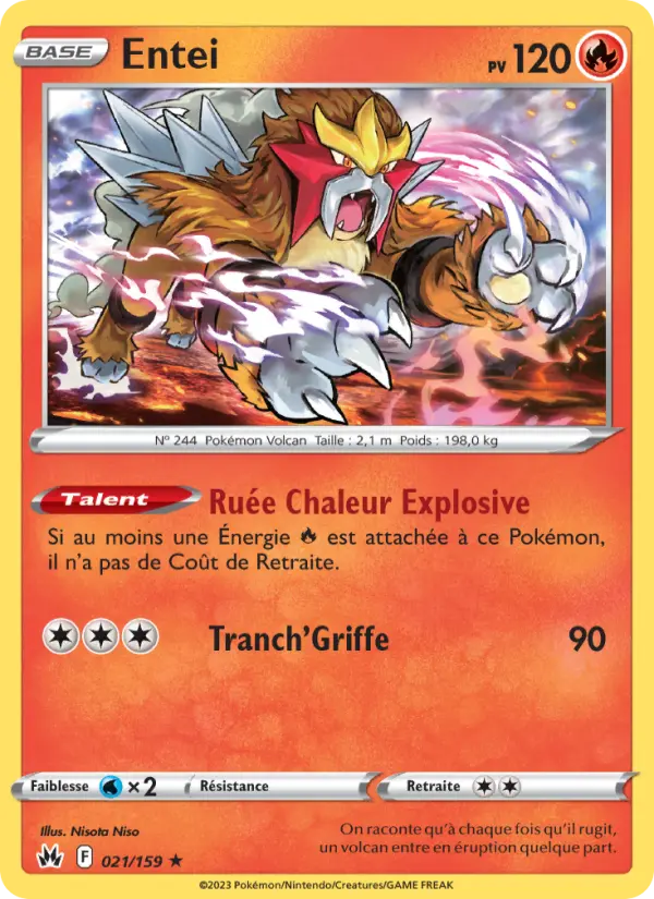 Scan HD carte Pokémon Entei 021/159 — Zénith Suprême