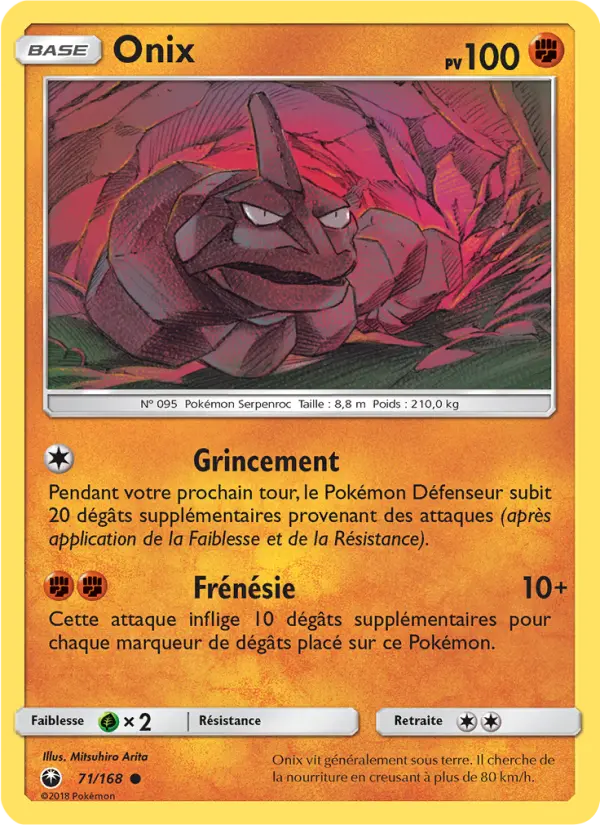 Scan HD carte Pokémon Onix 71/168 — Tempête Céleste