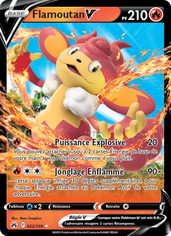 Scan HD carte Pokémon Flamoutan V 022/159 — Zénith Suprême