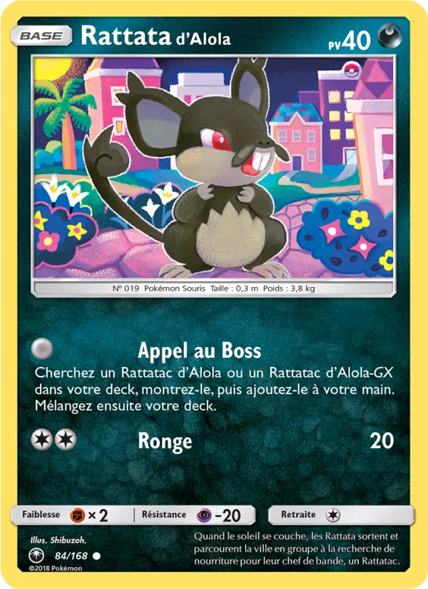 Scan HD carte Pokémon Rattata d’Alola 84/168 — Tempête Céleste