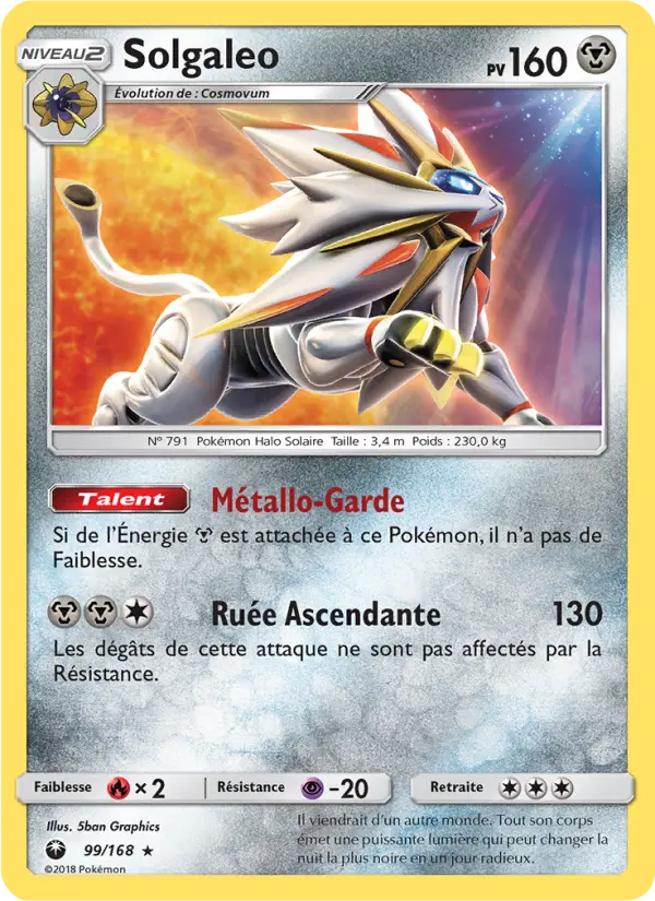 Scan HD carte Pokémon Solgaleo 99/168 — Tempête Céleste
