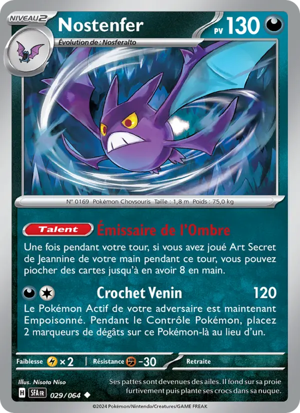 Scan HD carte Pokémon Nostenfer 029/64 — Fable Nébuleuse