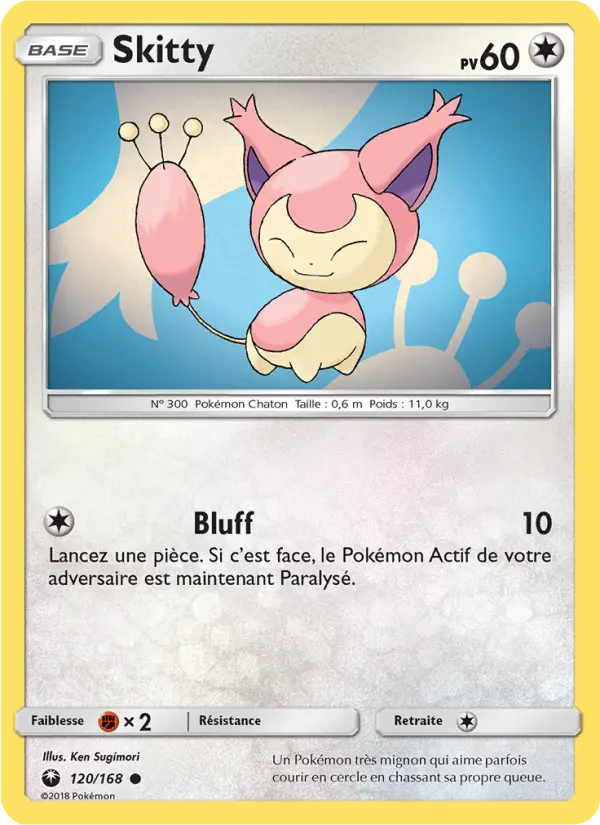 Scan HD carte Pokémon Skitty 120/168 — Tempête Céleste