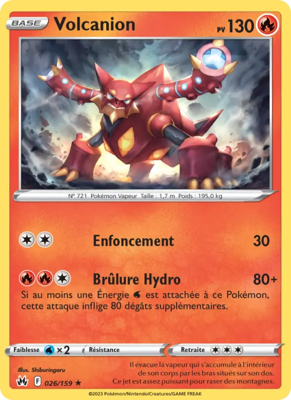Scan HD carte Pokémon Volcanion 026/159 — Zénith Suprême
