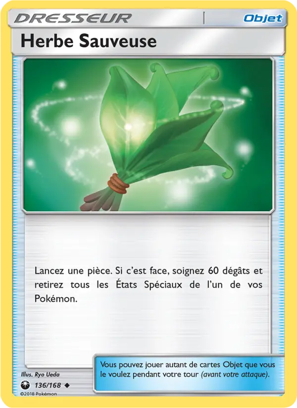 Scan HD carte Pokémon Herbe Sauveuse 136/168 — Tempête Céleste