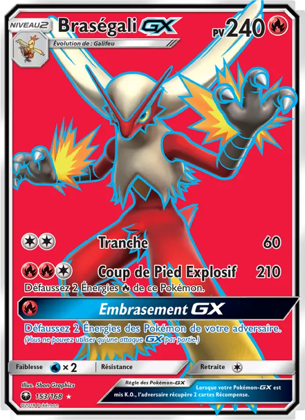 Scan HD carte Pokémon Braségali GX 153/168 — Tempête Céleste