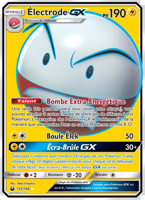 Scan HD carte Pokémon Électrode GX 155/168 — Tempête Céleste