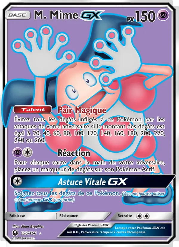 Scan HD carte Pokémon M. Mime GX 156/168 — Tempête Céleste
