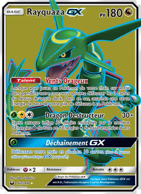 Scan HD carte Pokémon Rayquaza GX 160/168 — Tempête Céleste