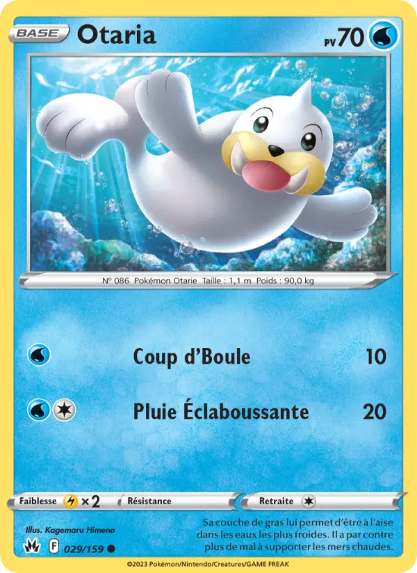 Scan HD carte Pokémon Otaria 029/159 — Zénith Suprême