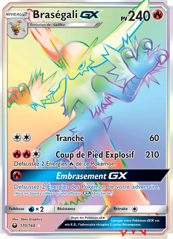 Scan HD carte Pokémon Braségali GX 170/168 — Tempête Céleste