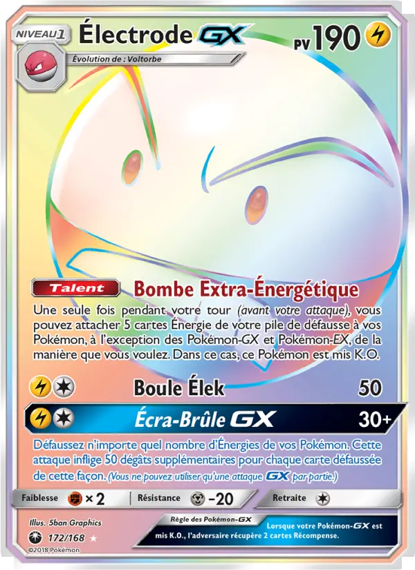 Scan HD carte Pokémon Électrode GX 172/168 — Tempête Céleste