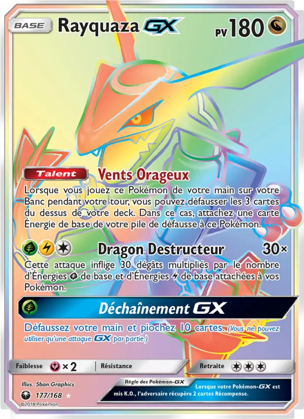 Scan HD carte Pokémon Rayquaza GX 177/168 — Tempête Céleste
