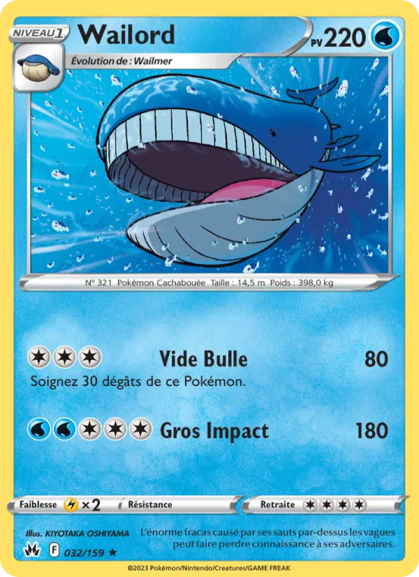 Scan HD carte Pokémon Wailord 032/159 — Zénith Suprême