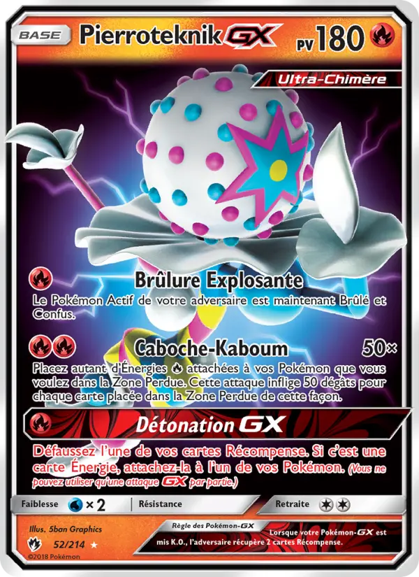 Scan HD carte Pokémon Pierroteknik GX 52/214 — Tonnerre Perdu