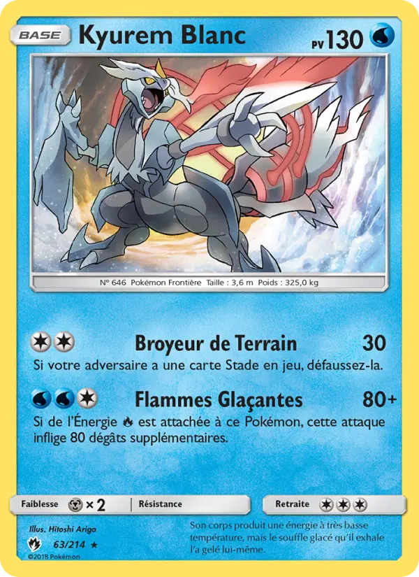 Scan HD carte Pokémon Kyurem Blanc 63/214 — Tonnerre Perdu