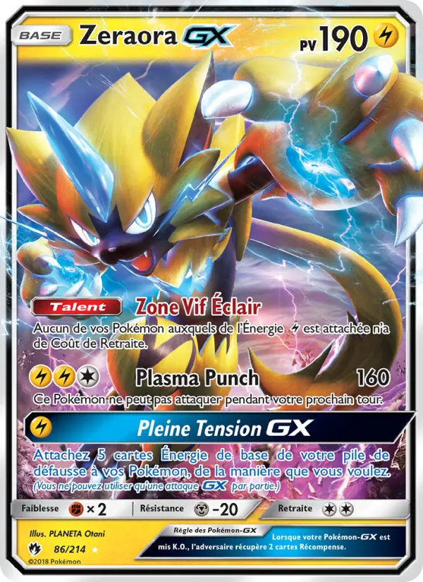 Scan HD carte Pokémon Zeraora GX 86/214 — Tonnerre Perdu