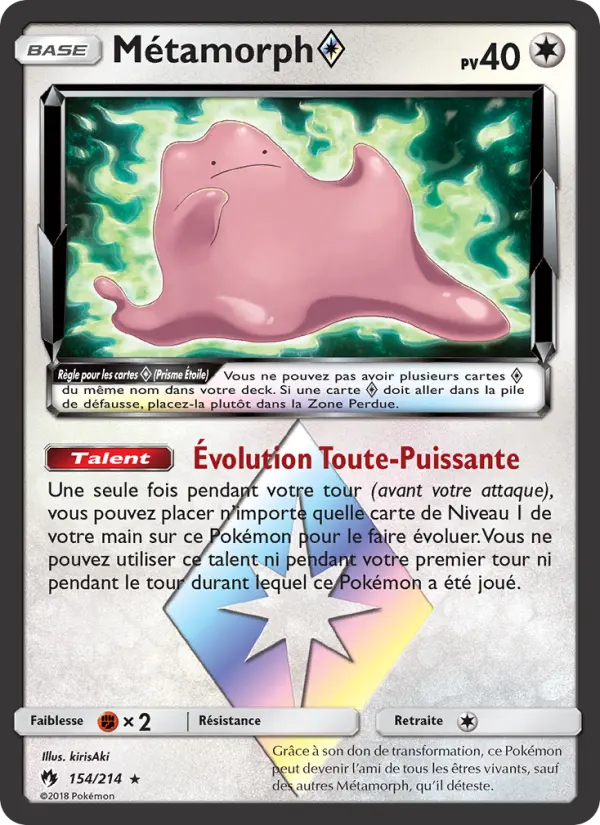 Scan HD carte Pokémon Métamorph ◇ 154/214 — Tonnerre Perdu