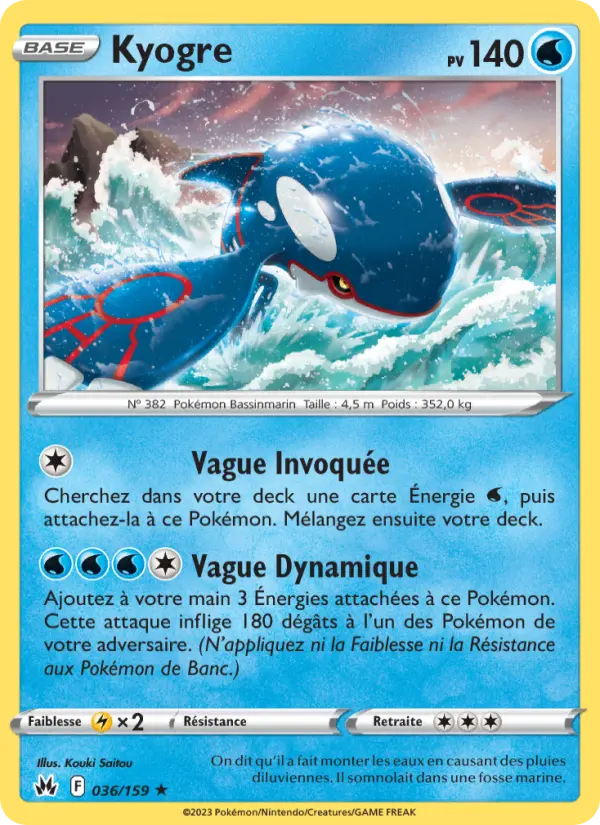 Scan HD carte Pokémon Kyogre 036/159 — Zénith Suprême