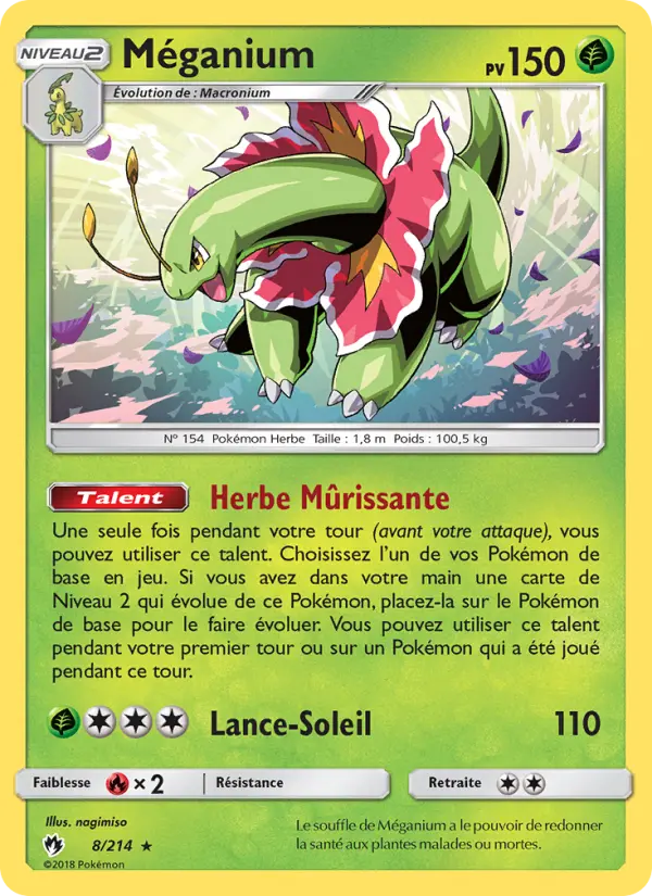 Scan HD carte Pokémon Méganium 8/214 — Tonnerre Perdu