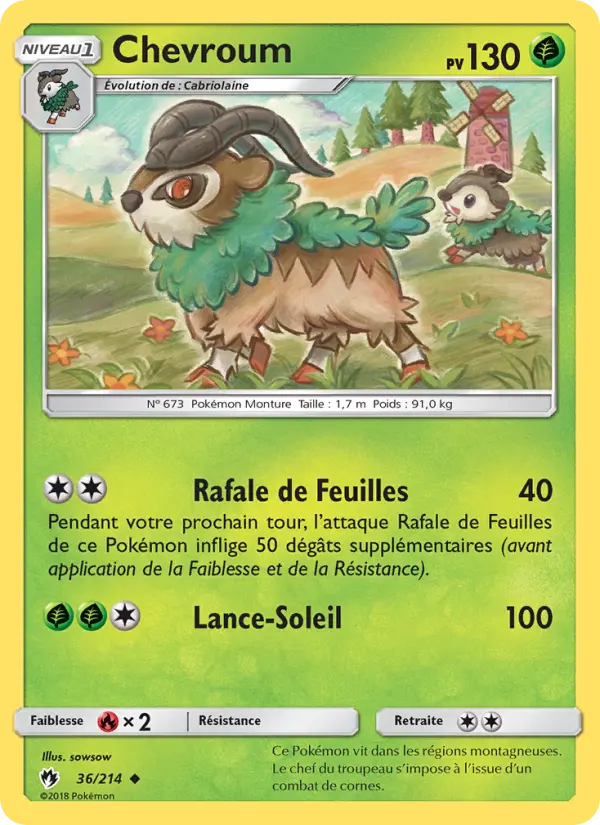 Scan HD carte Pokémon Chevroum 36/214 — Tonnerre Perdu