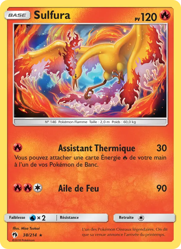 Scan HD carte Pokémon Sulfura 38/214 — Tonnerre Perdu