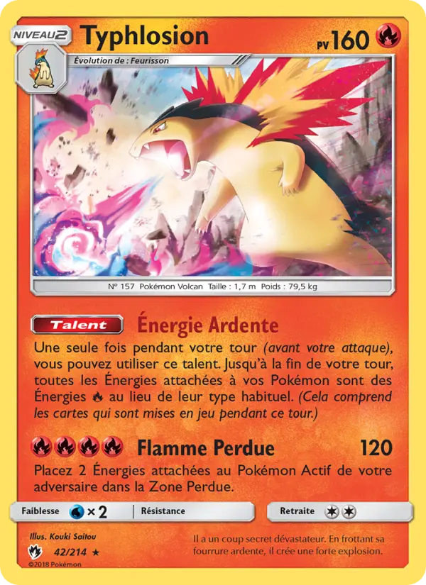 Scan HD carte Pokémon Typhlosion 42/214 — Tonnerre Perdu