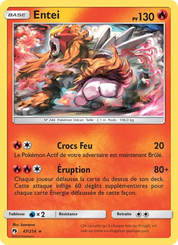 Scan HD carte Pokémon Entei 47/214 — Tonnerre Perdu