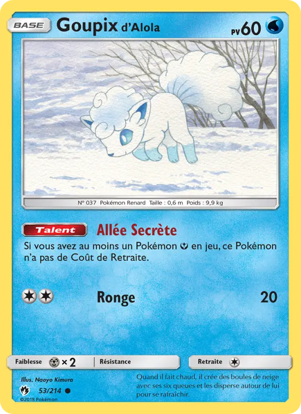 Scan HD carte Pokémon Goupix d’Alola 53/214 — Tonnerre Perdu