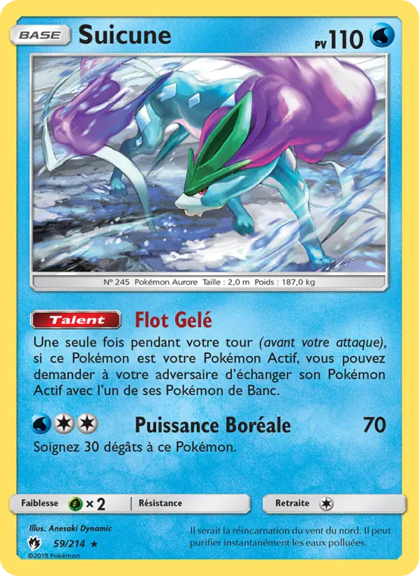 Scan HD carte Pokémon Suicune 59/214 — Tonnerre Perdu