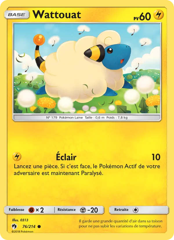 Scan HD carte Pokémon Wattouat 76/214 — Tonnerre Perdu