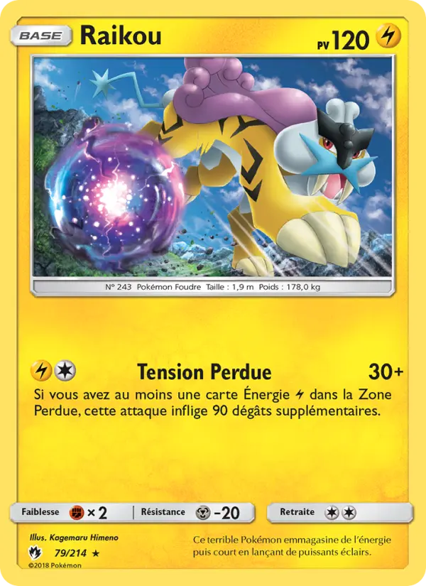 Scan HD carte Pokémon Raikou 79/214 — Tonnerre Perdu