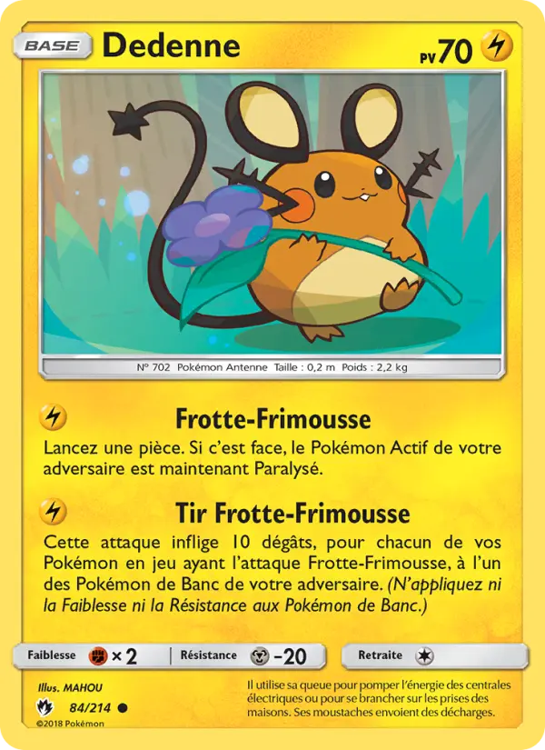 Scan HD carte Pokémon Dedenne 84/214 — Tonnerre Perdu