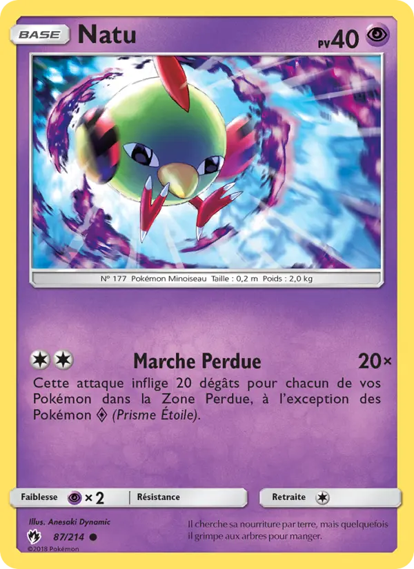 Scan HD carte Pokémon Natu 87/214 — Tonnerre Perdu