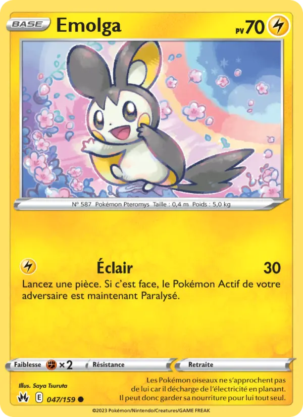 Scan HD carte Pokémon Emolga 047/159 — Zénith Suprême