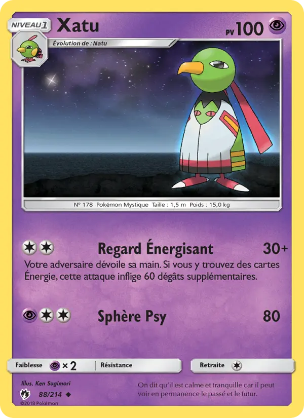 Scan HD carte Pokémon Xatu 88/214 — Tonnerre Perdu