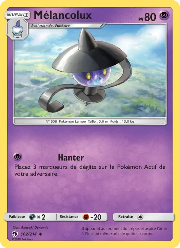 Scan HD carte Pokémon Mélancolux 102/214 — Tonnerre Perdu