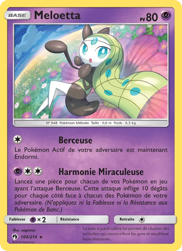Scan HD carte Pokémon Meloetta 104/214 — Tonnerre Perdu
