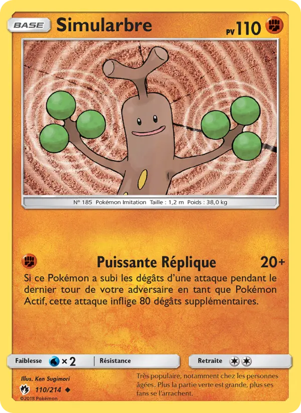 Scan HD carte Pokémon Simularbre 110/214 — Tonnerre Perdu