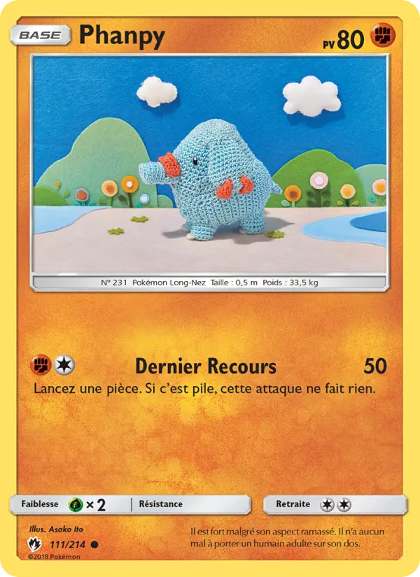 Scan HD carte Pokémon Phanpy 111/214 — Tonnerre Perdu