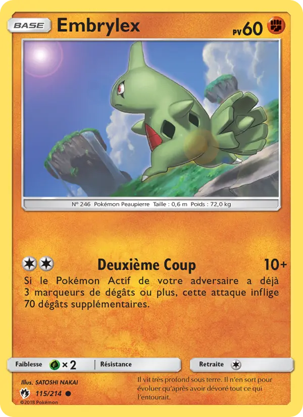 Scan HD carte Pokémon Embrylex 115/214 — Tonnerre Perdu
