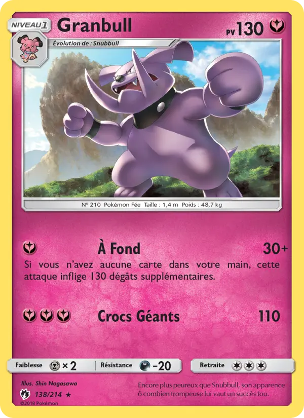 Scan HD carte Pokémon Granbull 138/214 — Tonnerre Perdu