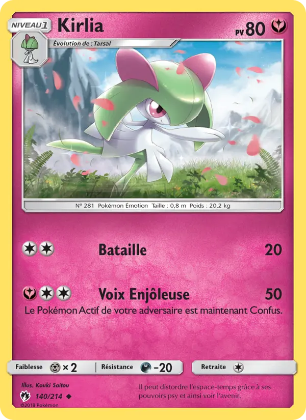 Scan HD carte Pokémon Kirlia 140/214 — Tonnerre Perdu