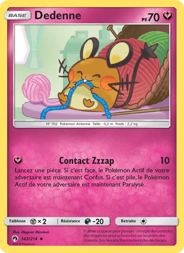Scan HD carte Pokémon Dedenne 142/214 — Tonnerre Perdu