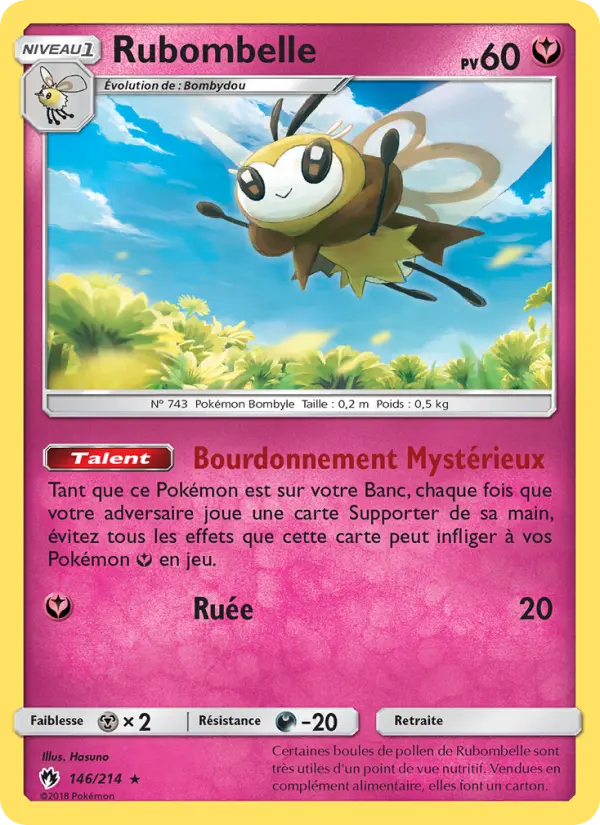 Scan HD carte Pokémon Rubombelle 146/214 — Tonnerre Perdu