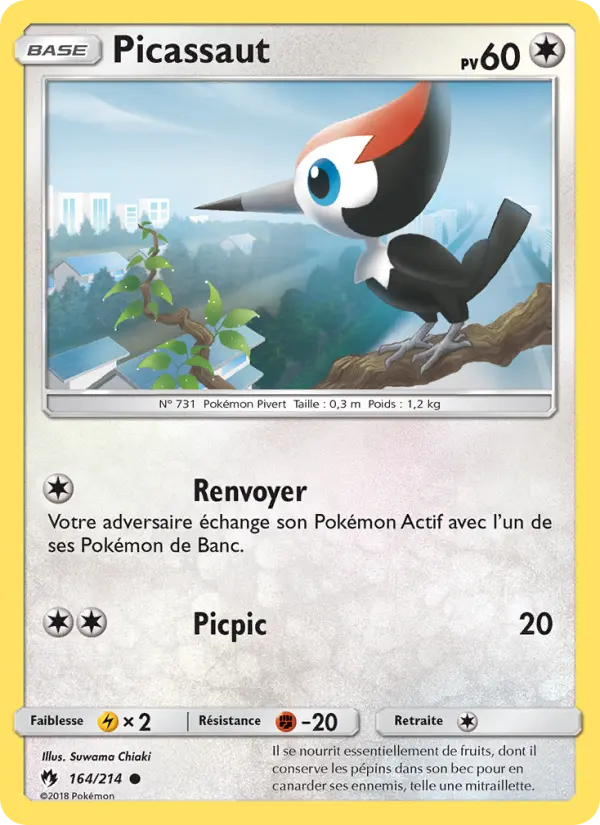 Scan HD carte Pokémon Picassaut 164/214 — Tonnerre Perdu