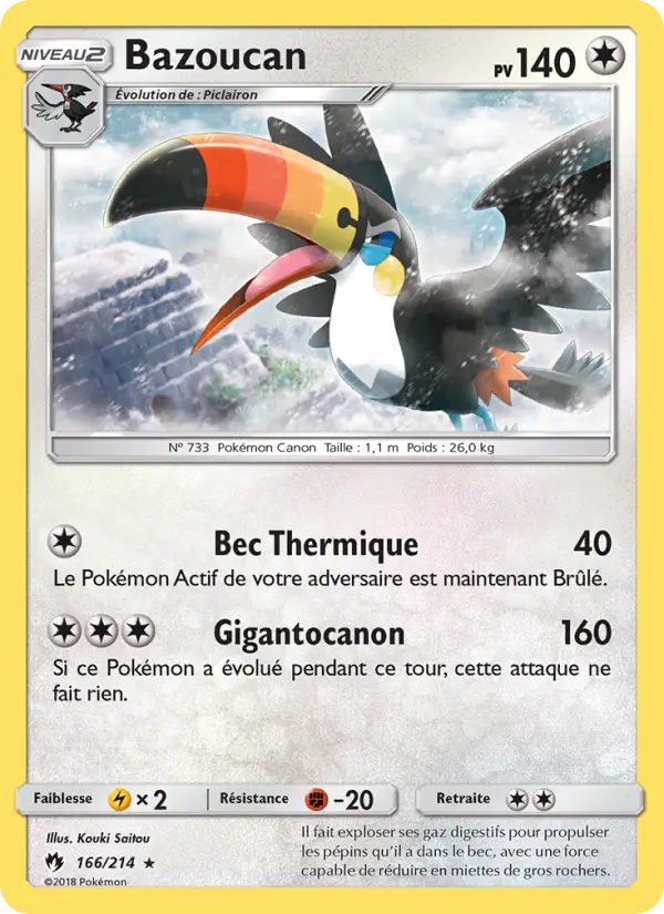 Scan HD carte Pokémon Bazoucan 166/214 — Tonnerre Perdu